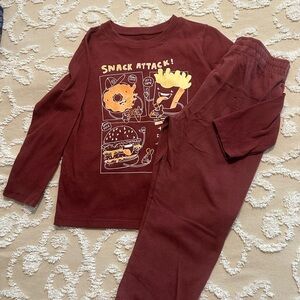 Garanimals Burgundy 'Snack Attack' Long-Sleeve Pajama Set